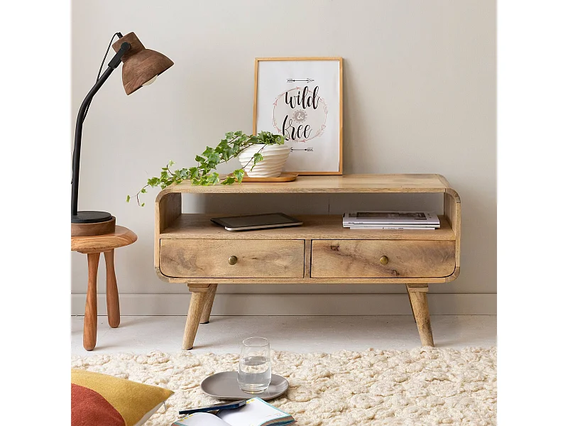 Petit meuble TV en bois de manguier Maëva