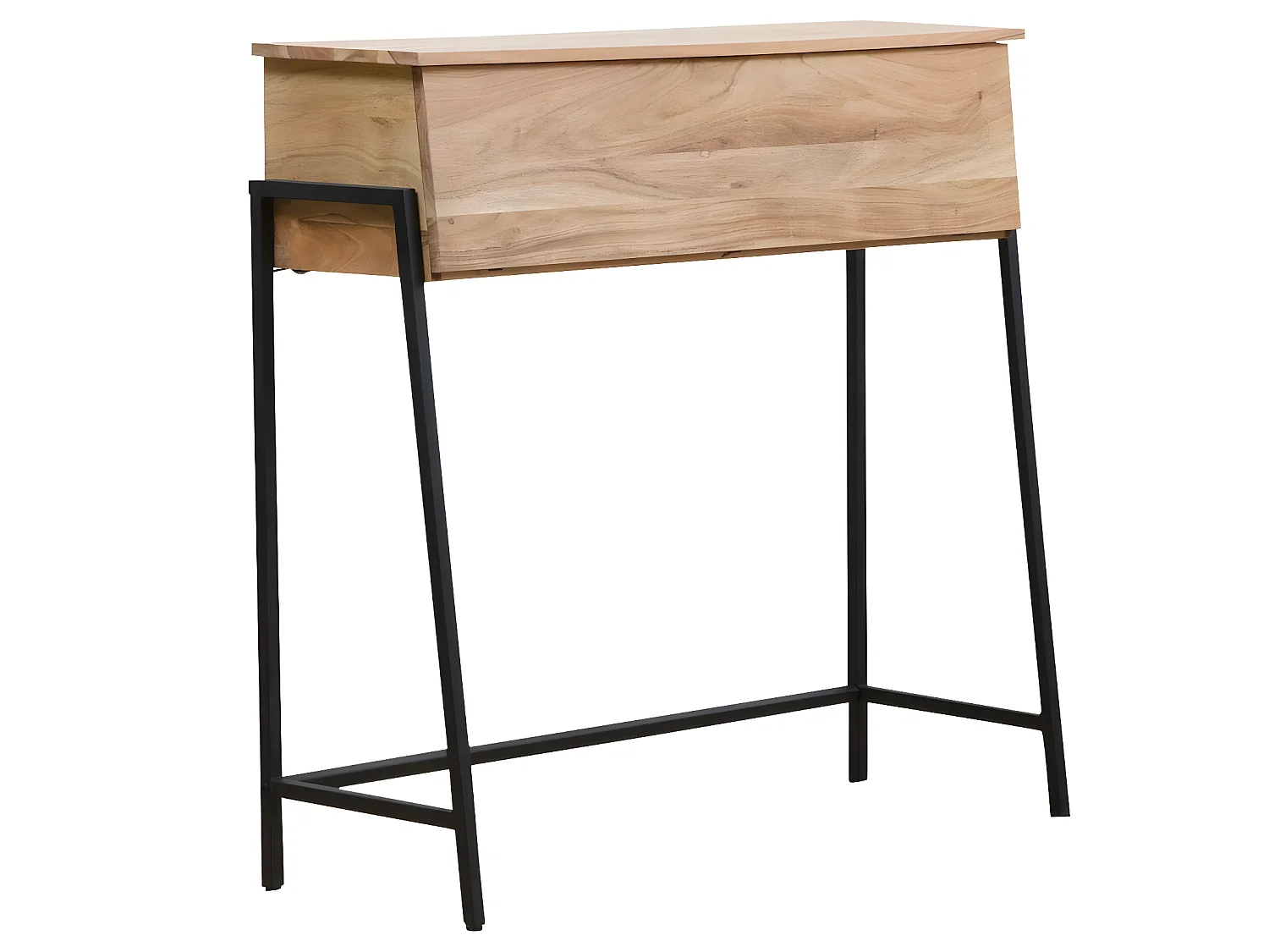 Escritorio secreter de madera de acacia y metal con almacenamiento y diseño industrial