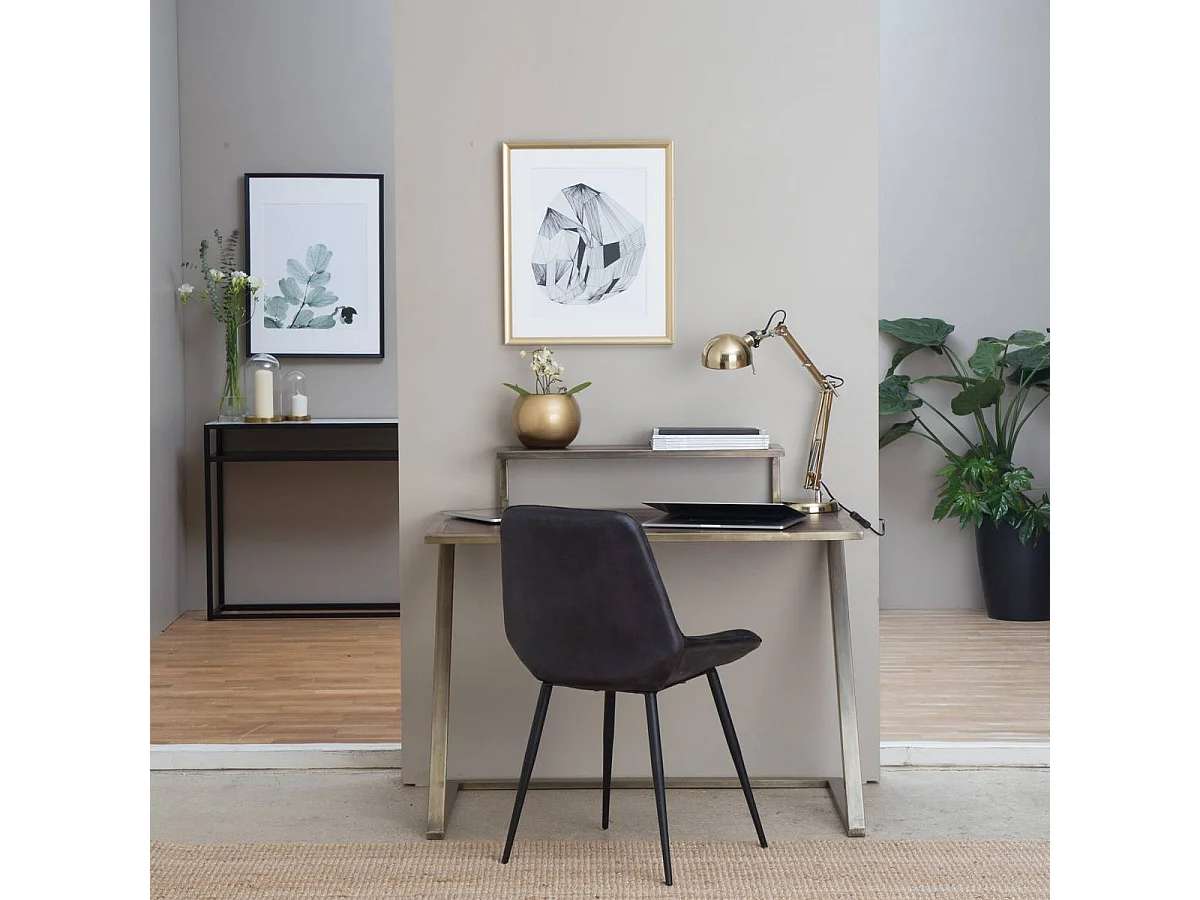 Escritorio pupitre de madera y metal Capucine con almacenamiento - Estilo industrial vintage