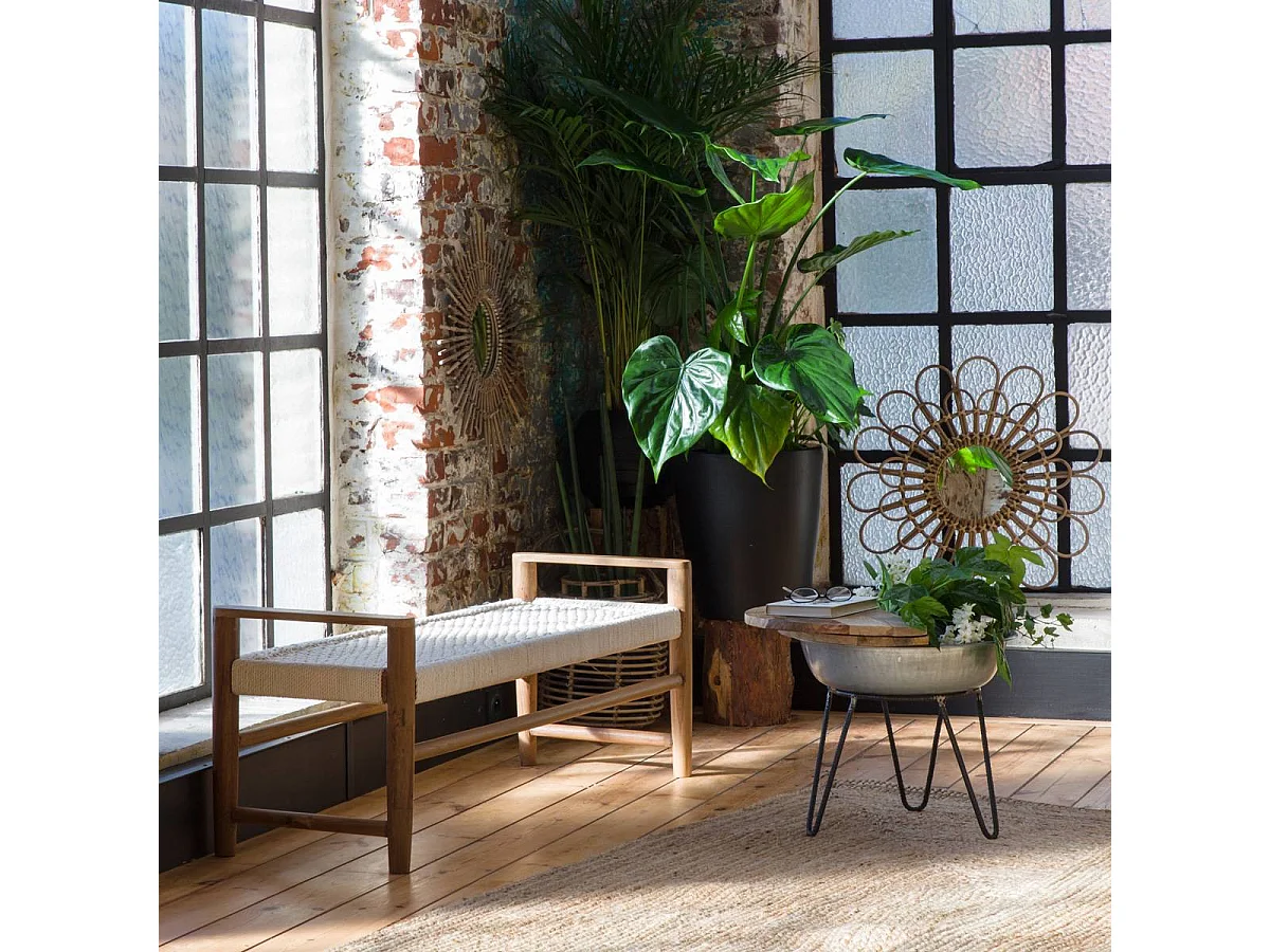 Banc en bois de teck et tissu Pénélope