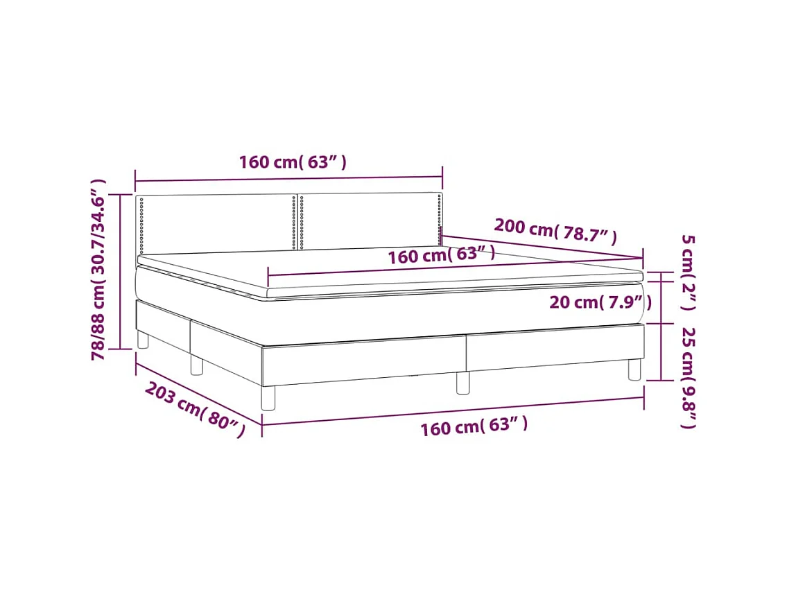 Boxspringbed met matras Blauw 160x200 cm Stof