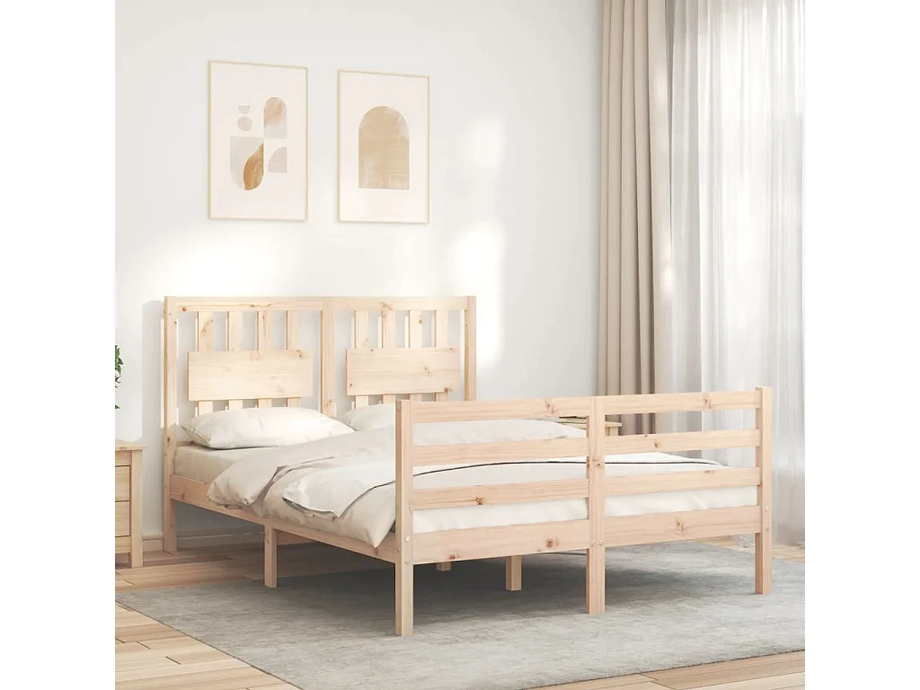 Bedframe met massief houten dubbel hoofdeinde