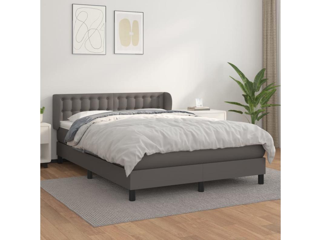 Boxspringbett mit Matratze Grau 140x200 cm Kunstleder