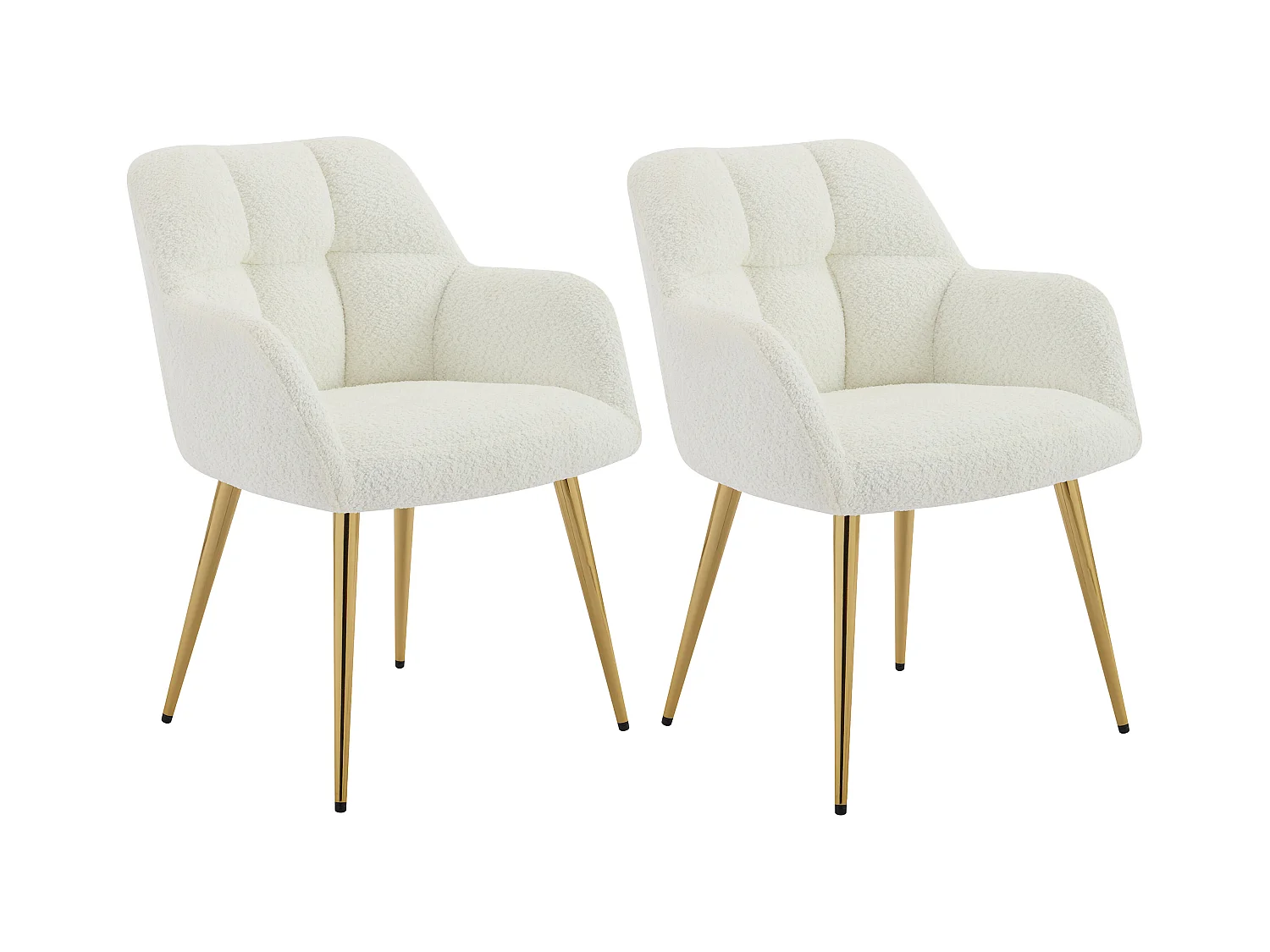 Conjunto de 2 sillas con brazos - Tela de bouclé y metal dorado - Blanco - PEGA de Pascal MORABITO