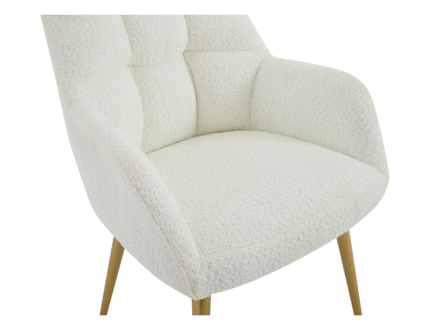 Conjunto de 2 sillas con brazos - Tela de bouclé y metal dorado - Blanco - PEGA de Pascal MORABITO