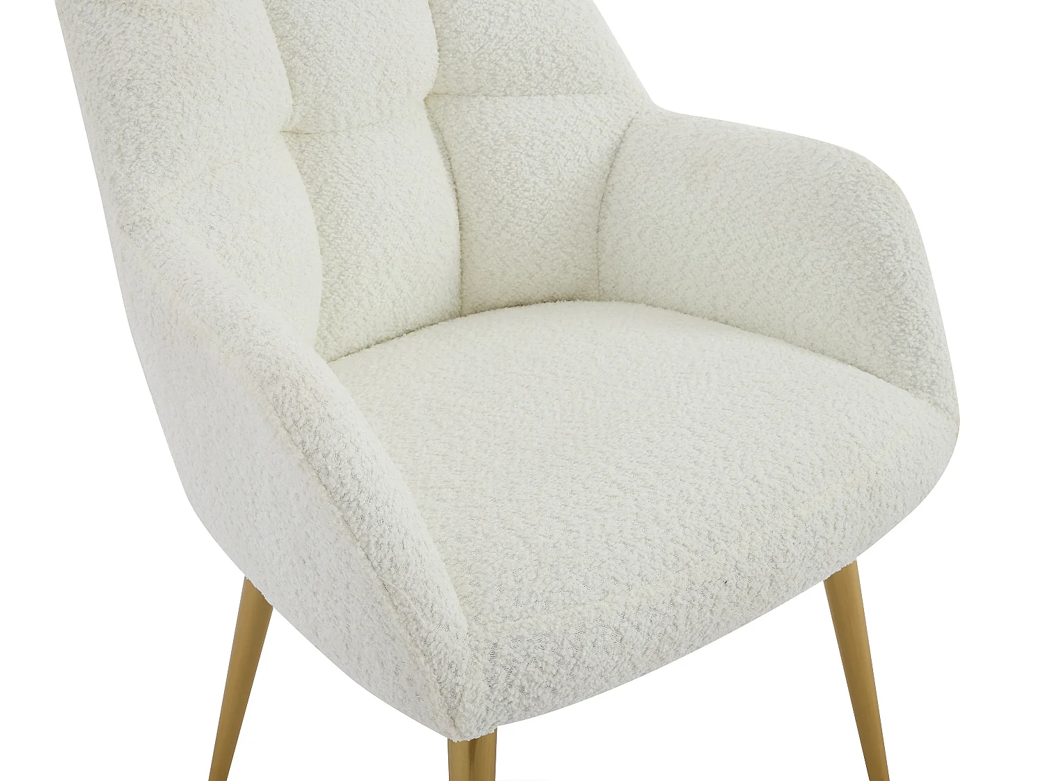 Set med 2 stolar med armstöd - Bouclé-tyg och guldpläterad metall - Vit - PEGA av Pascal MORABITO