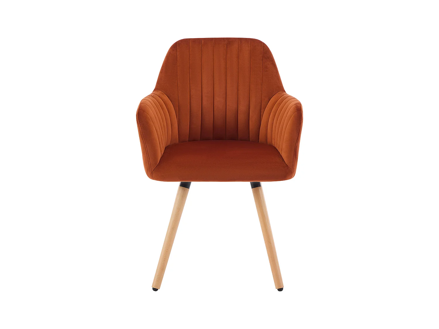 Silla con apoyabrazos de terciopelo y metal con efecto de madera - Terracota - ELEANA