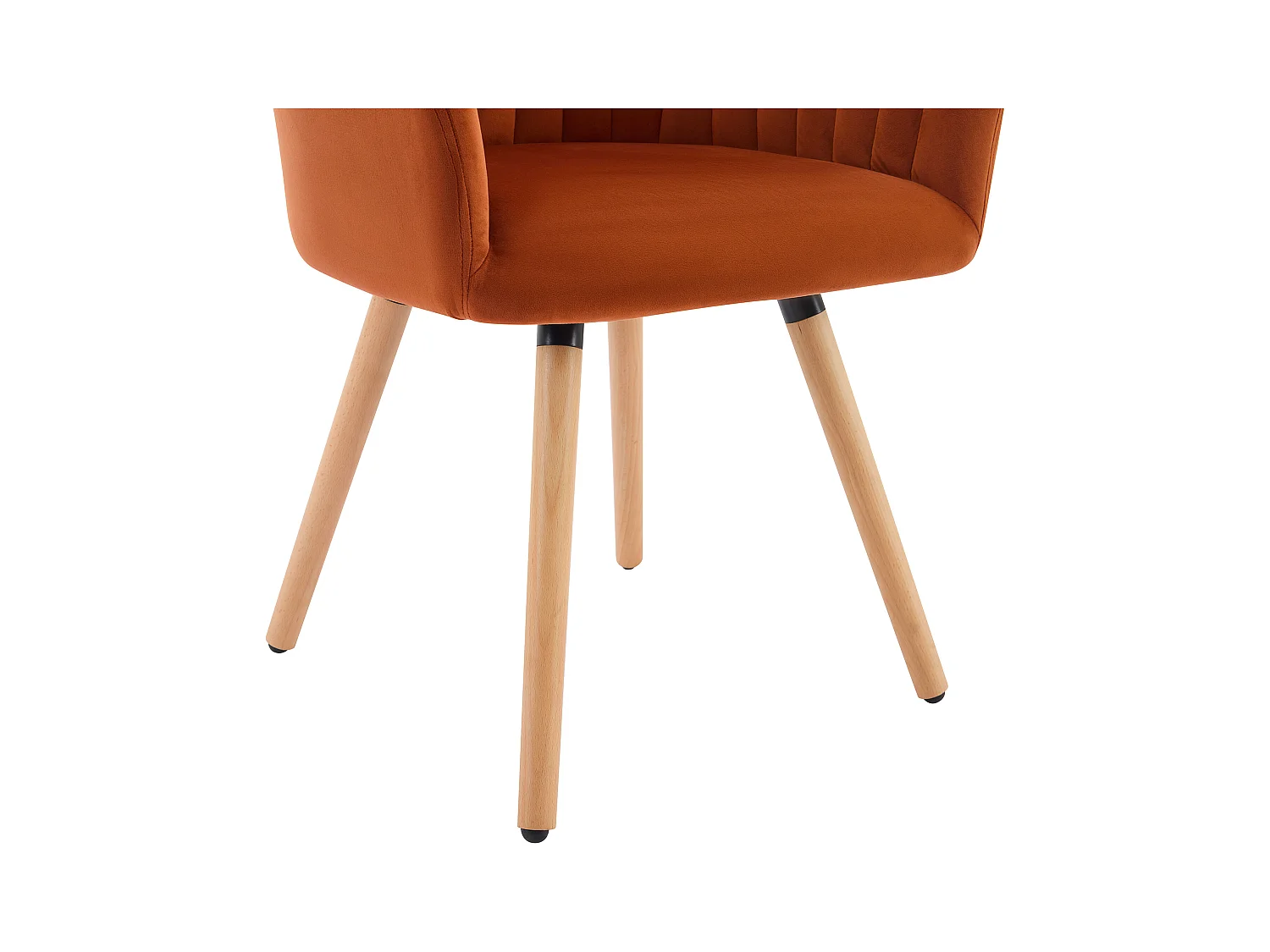 Silla con apoyabrazos de terciopelo y metal con efecto de madera - Terracota - ELEANA