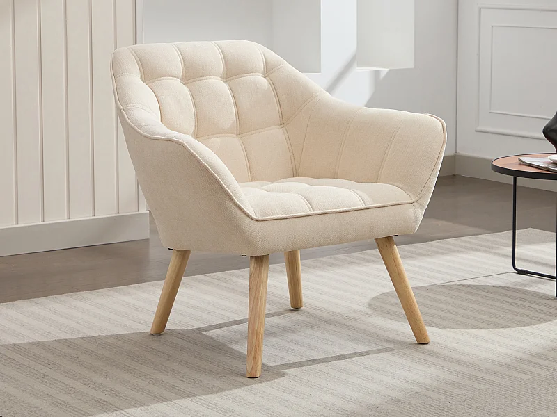 Sillón de tela beige CASERTA