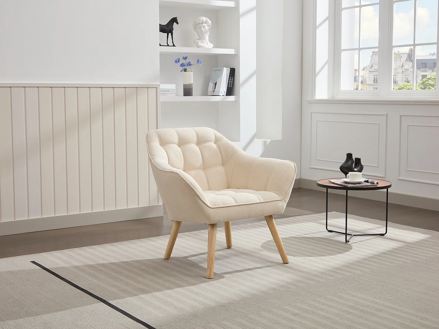 Fauteuil en tissu beige CASERTA