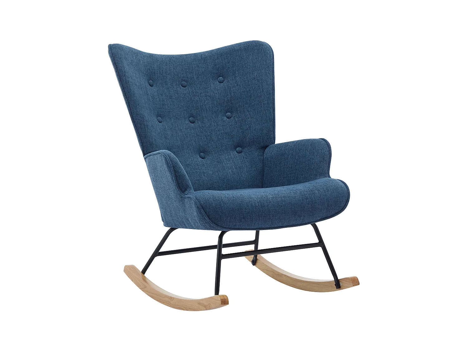 Sillón mecedora de tela azul jaspeado ELMINA II