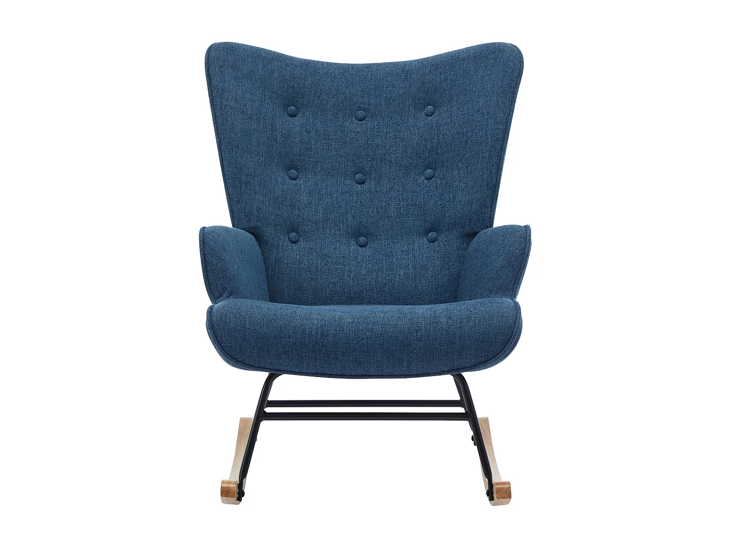 Blå melerad gungstolsfåtölj i tyg ELMINA II