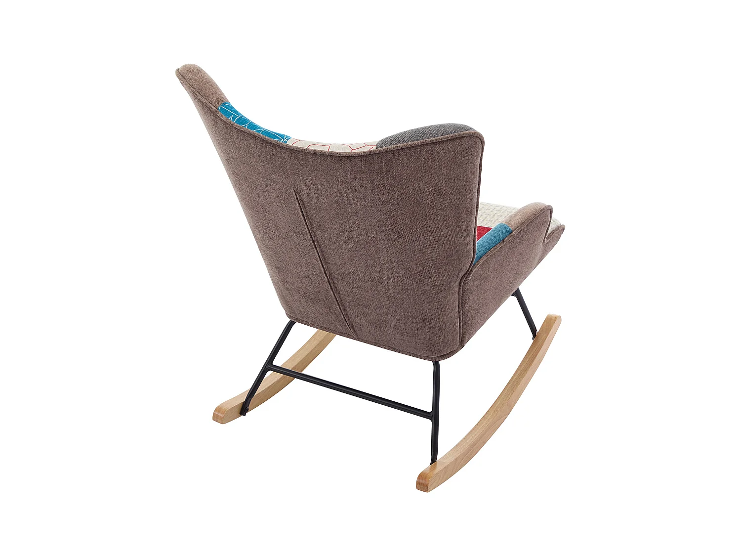 Sillón mecedora de tela patchwork multicolor ELMINA II