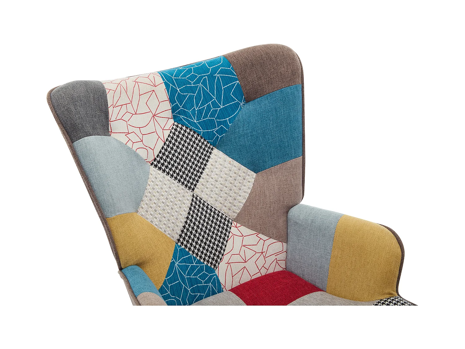 Sillón mecedora de tela patchwork multicolor ELMINA II