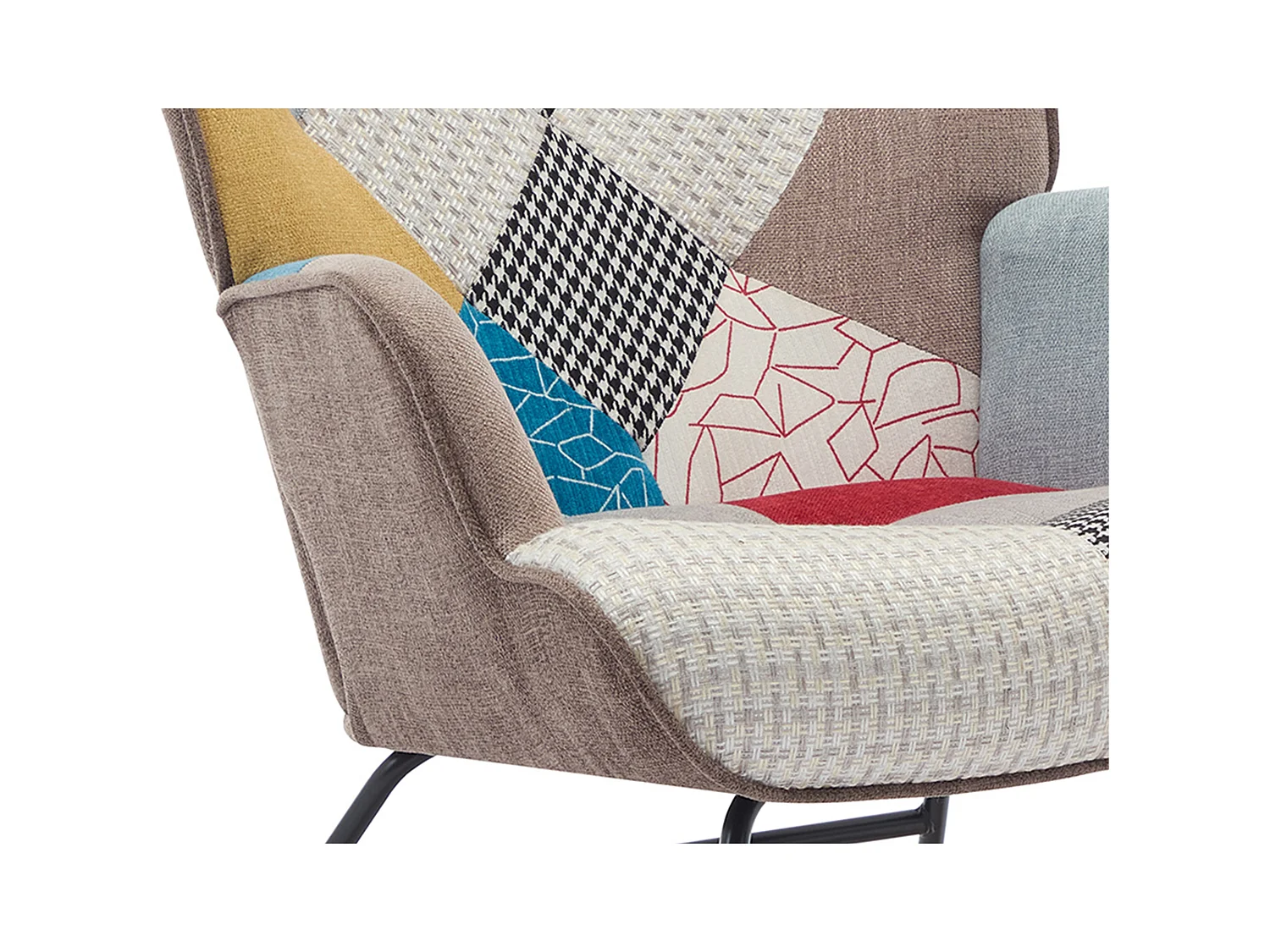 Sillón mecedora de tela patchwork multicolor ELMINA II