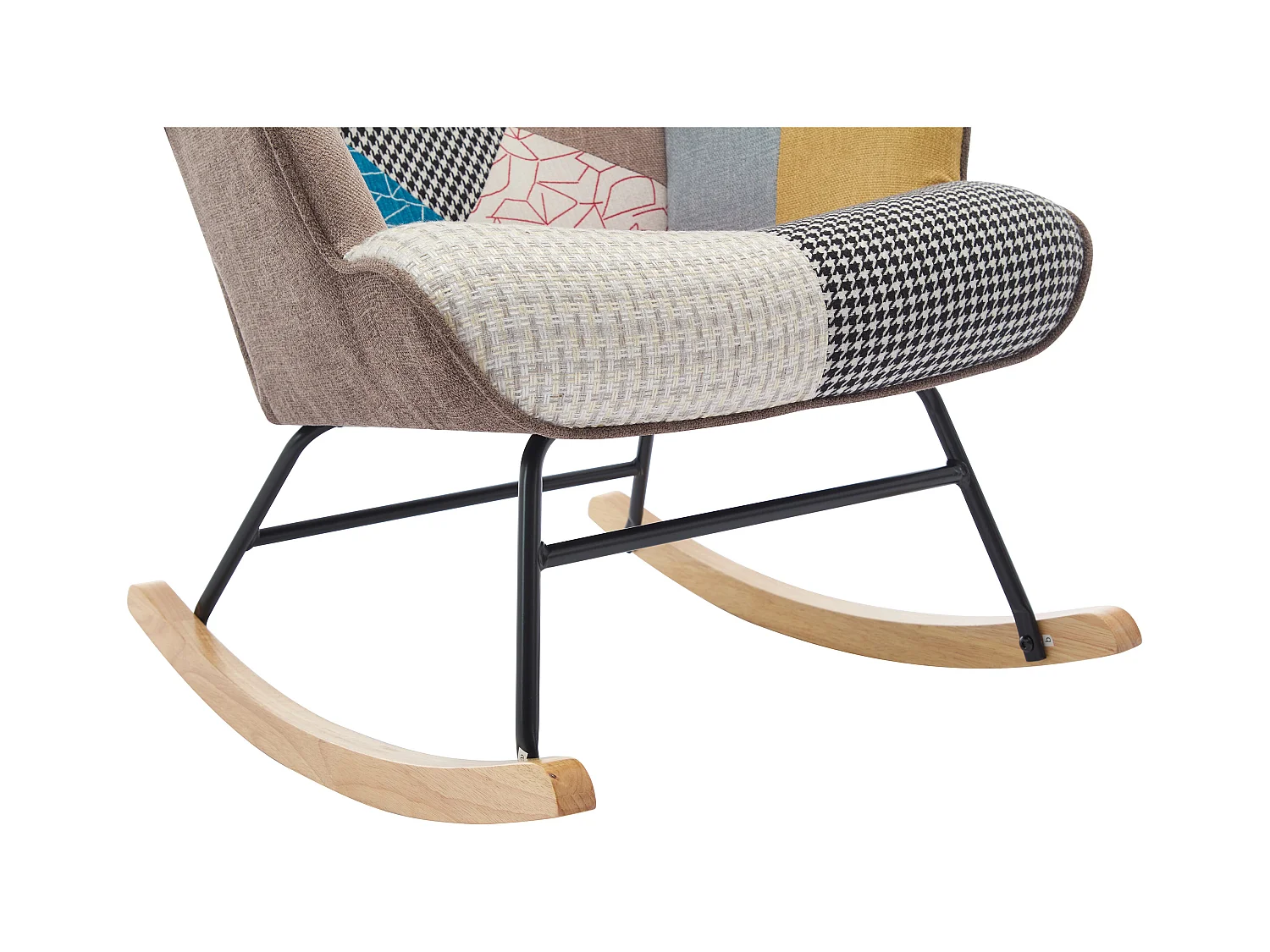 Sillón mecedora de tela patchwork multicolor ELMINA II