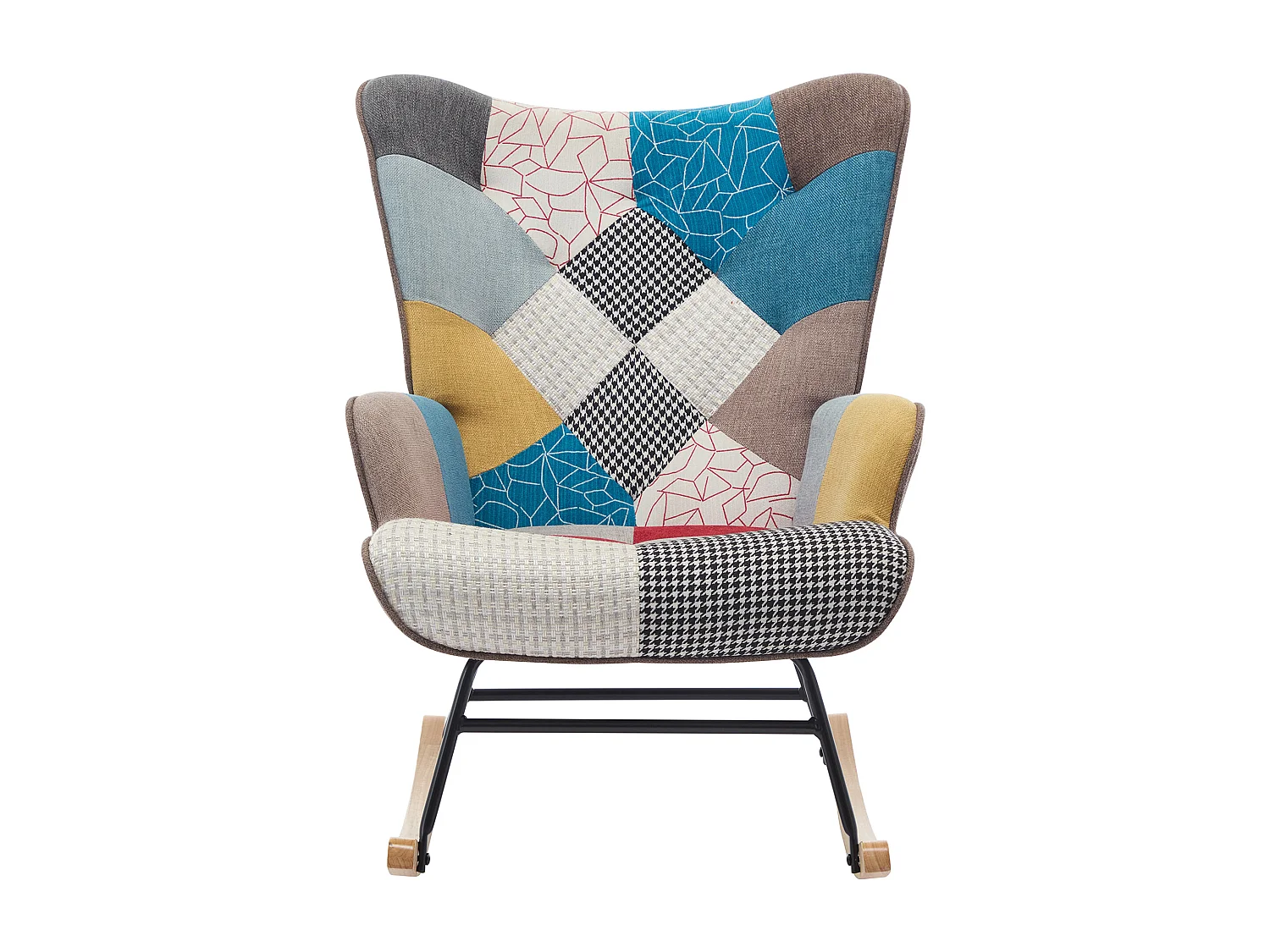 Gungstol flerfärgad patchwork-tyg ELMINA II