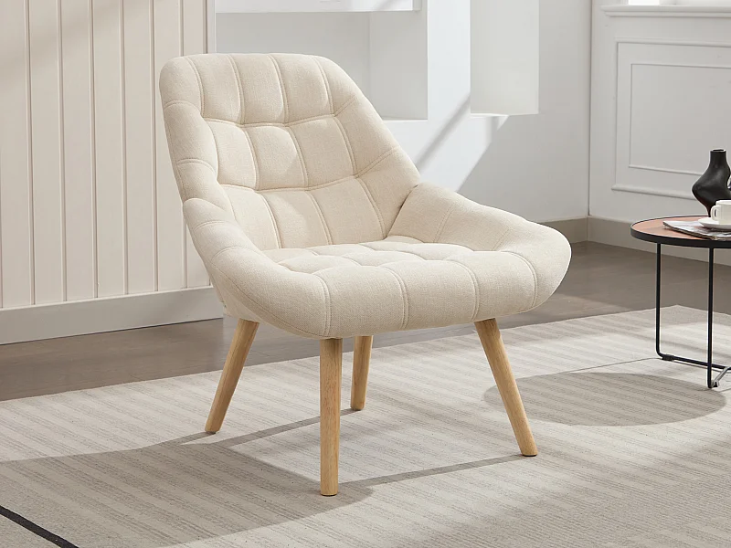 Fauteuil en tissu beige LUOSTO