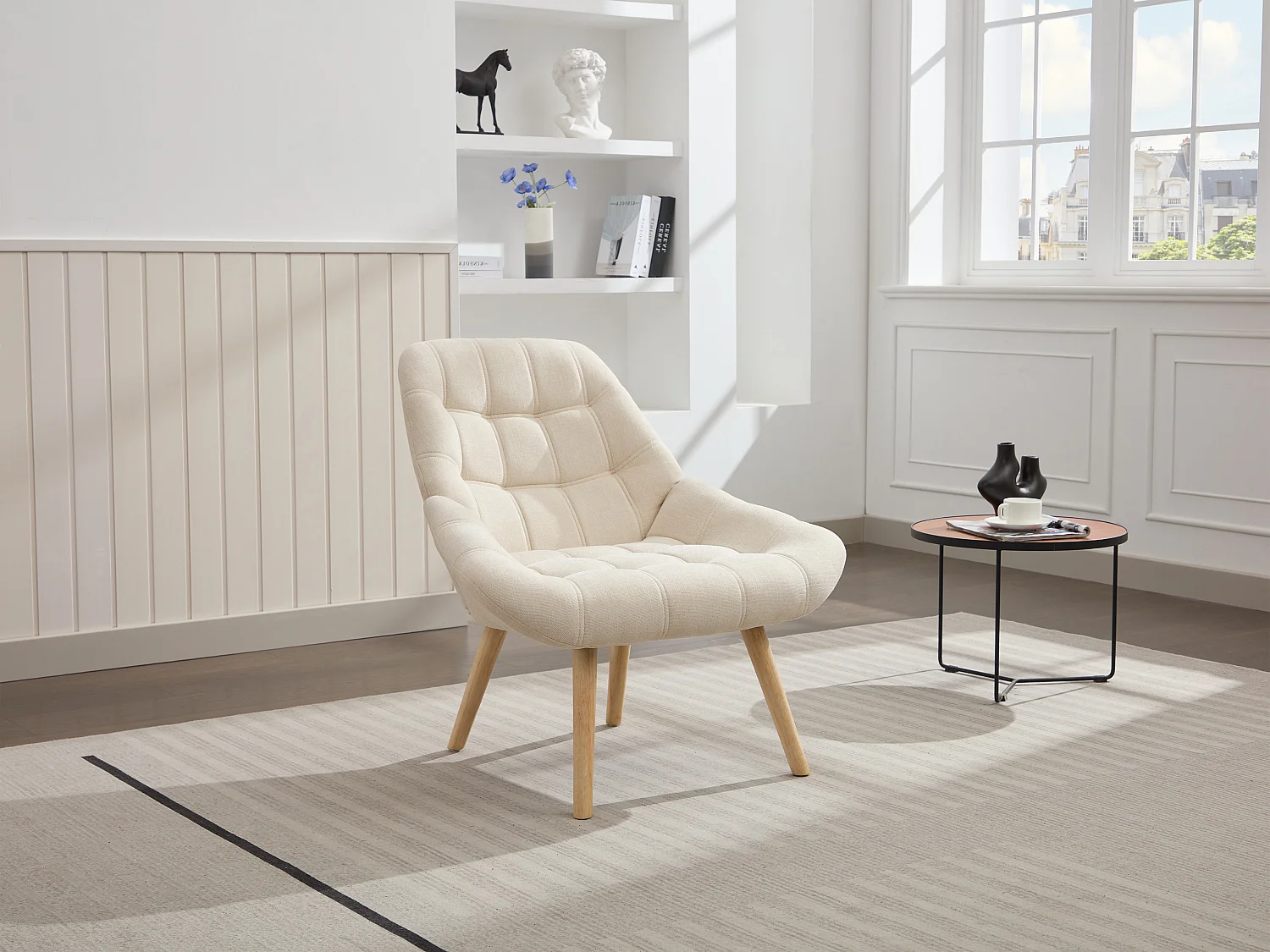 Fauteuil en tissu beige LUOSTO