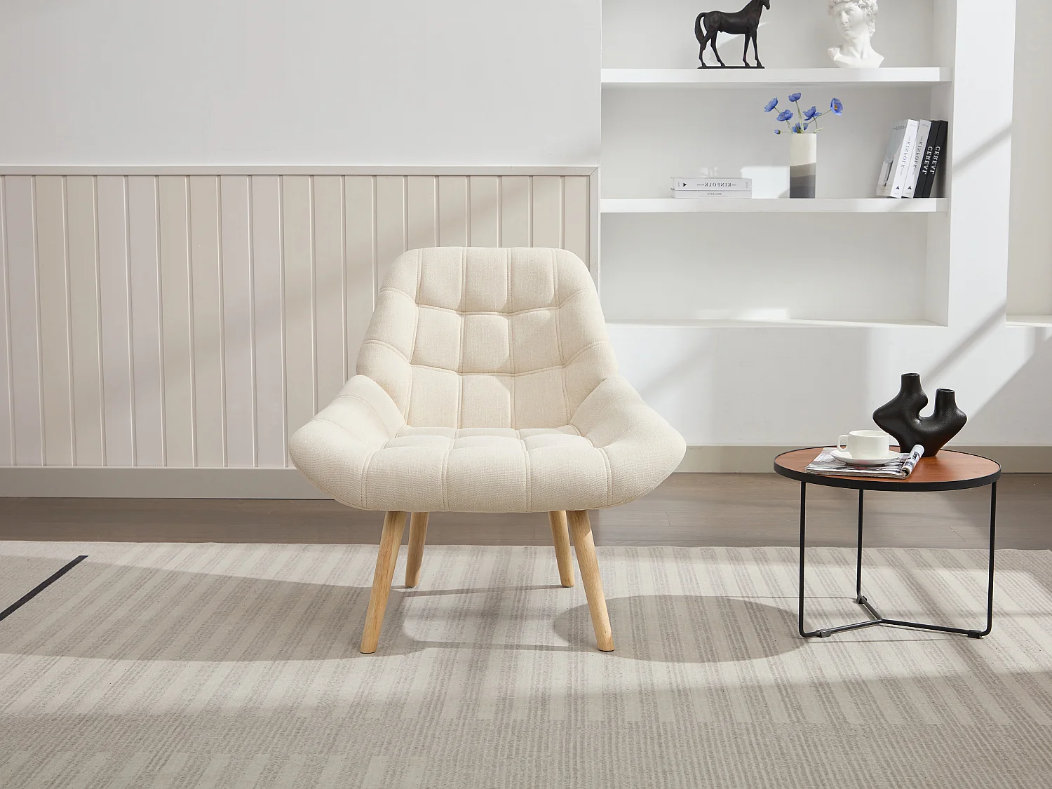 Fauteuil in beige stof LUOSTO