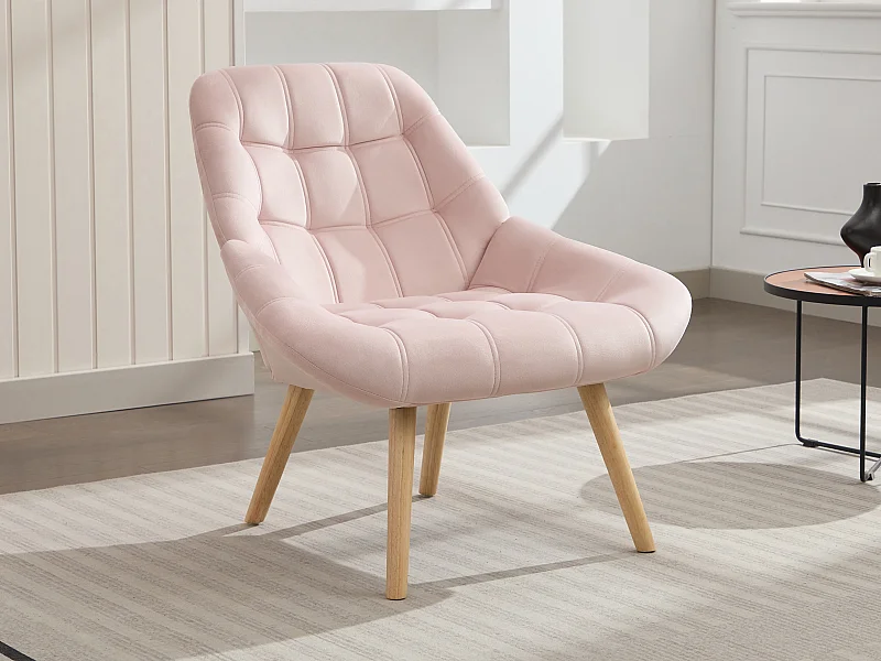 Fauteuil en velours rose LUOSTO
