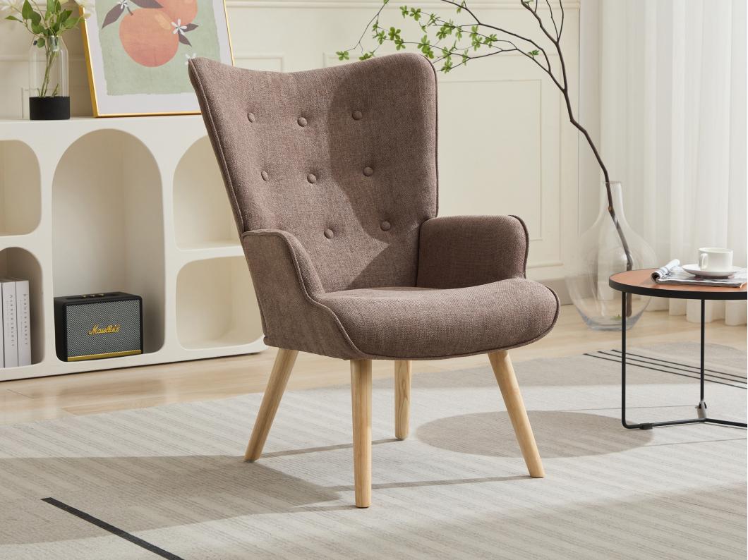 Fauteuil en tissu taupe VATELY