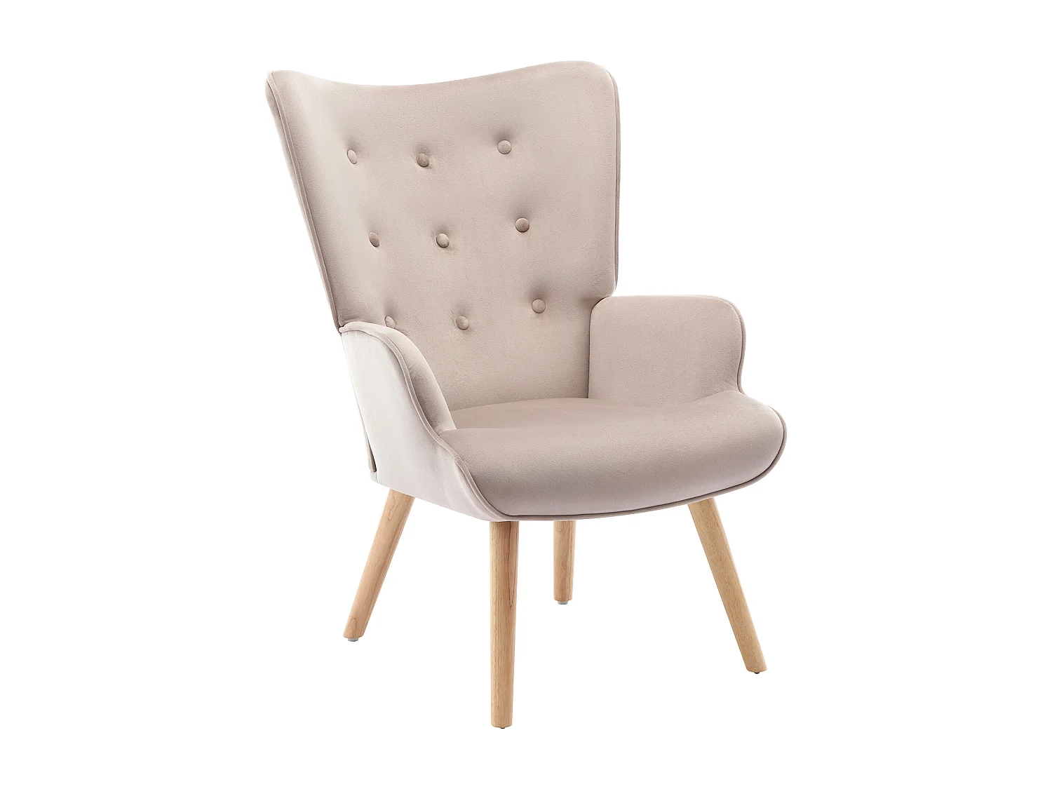 Fauteuil en velours beige VATELY