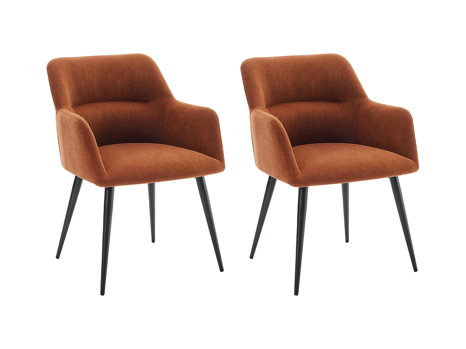 Sedia con braccioli in Tessuto e Metallo Nero Terracotta - Lotto di 2 - HEKA