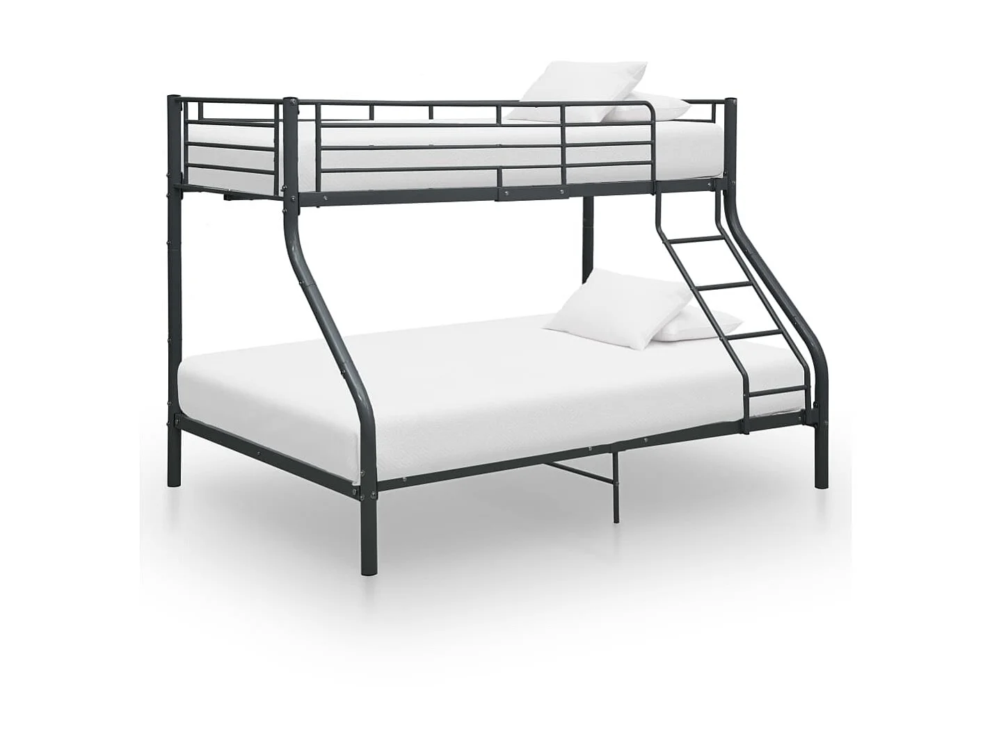 Cadre de lit superposé Noir Métal 140x200 cm/90x200 cm