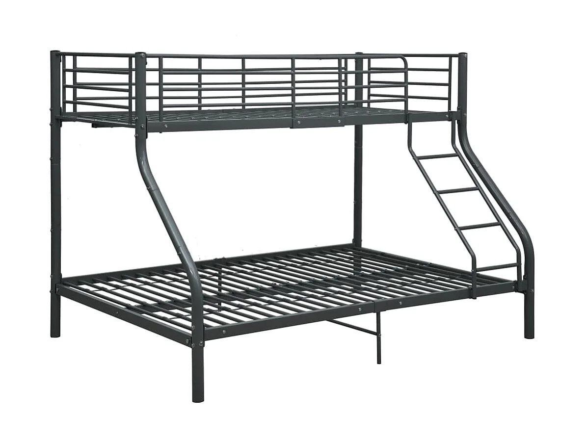 Cadre de lit superposé Noir Métal 140x200 cm/90x200 cm