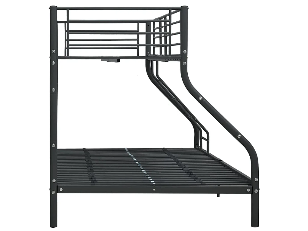 Cadre de lit superposé Noir Métal 140x200 cm/90x200 cm