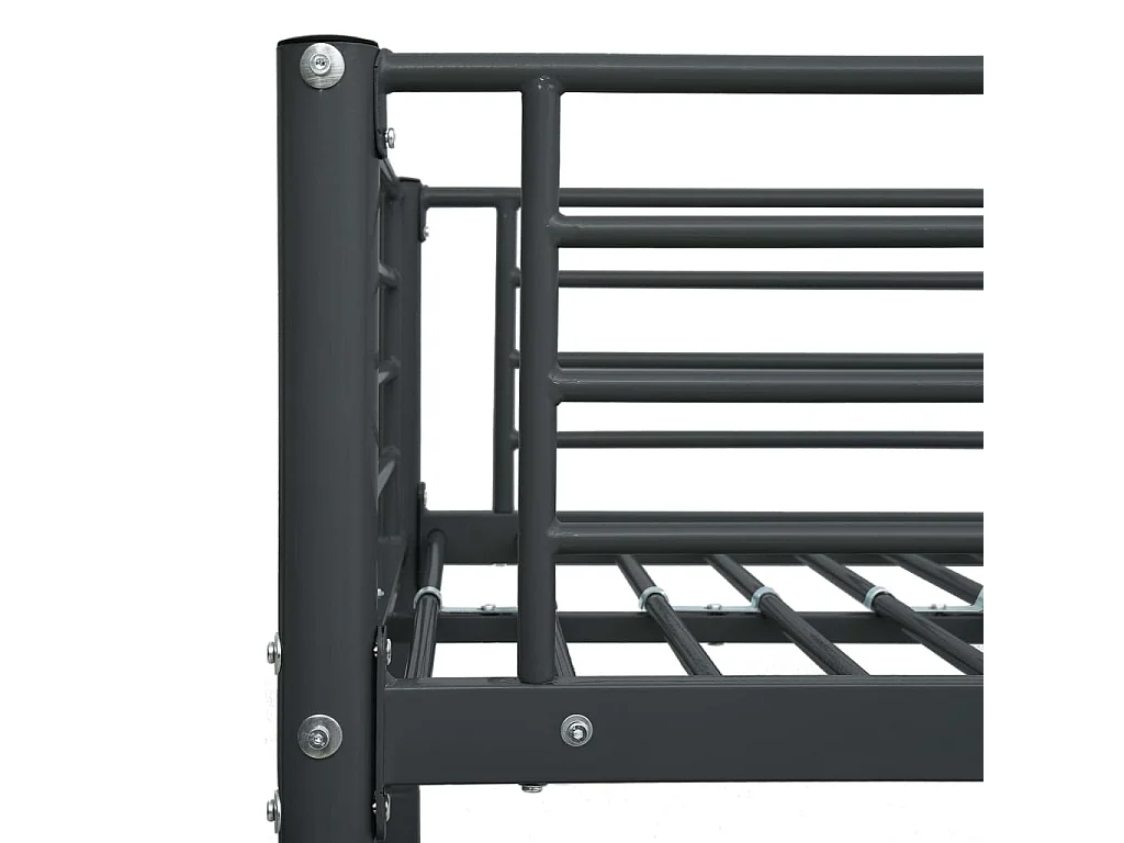 Cadre de lit superposé Noir Métal 140x200 cm/90x200 cm