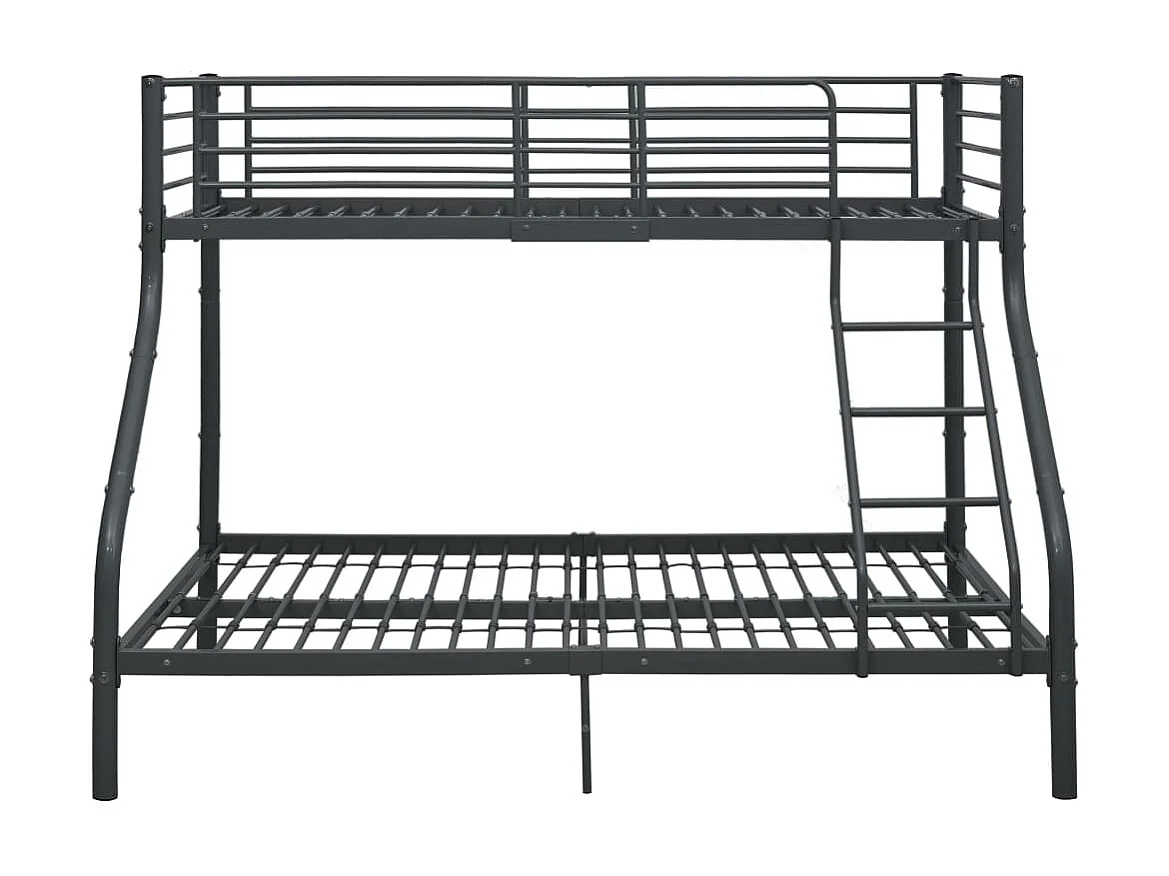Cadre de lit superposé Noir Métal 140x200 cm/90x200 cm