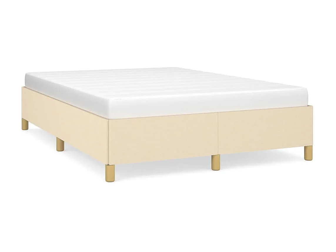 Cadre de lit Crème 140x190 cm Tissu