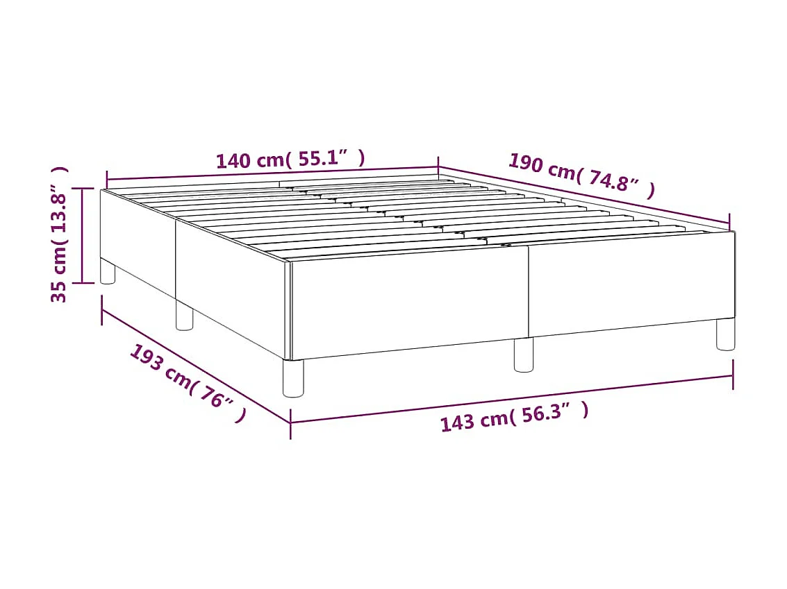 Cadre de lit Crème 140x190 cm Tissu