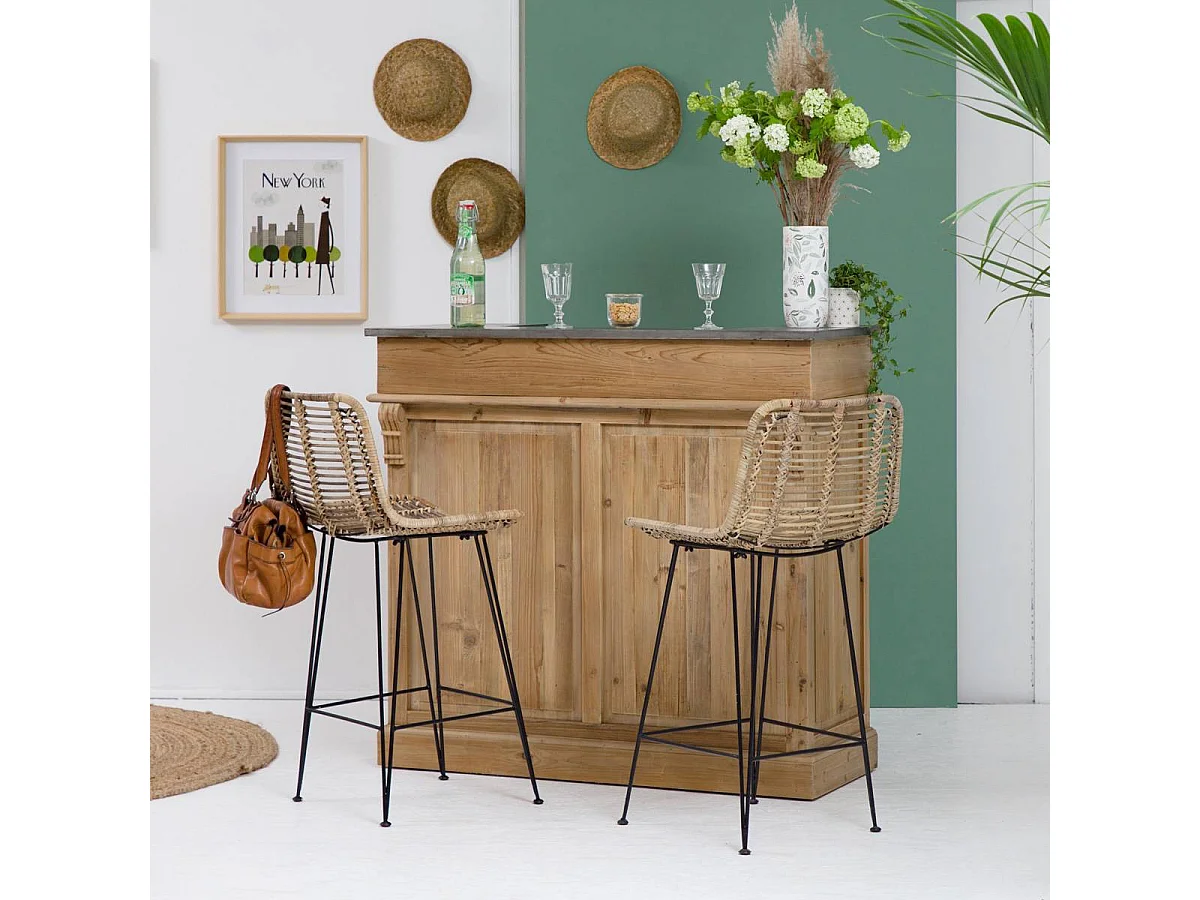 Meuble bar en bois recyclé 120cm Garance
