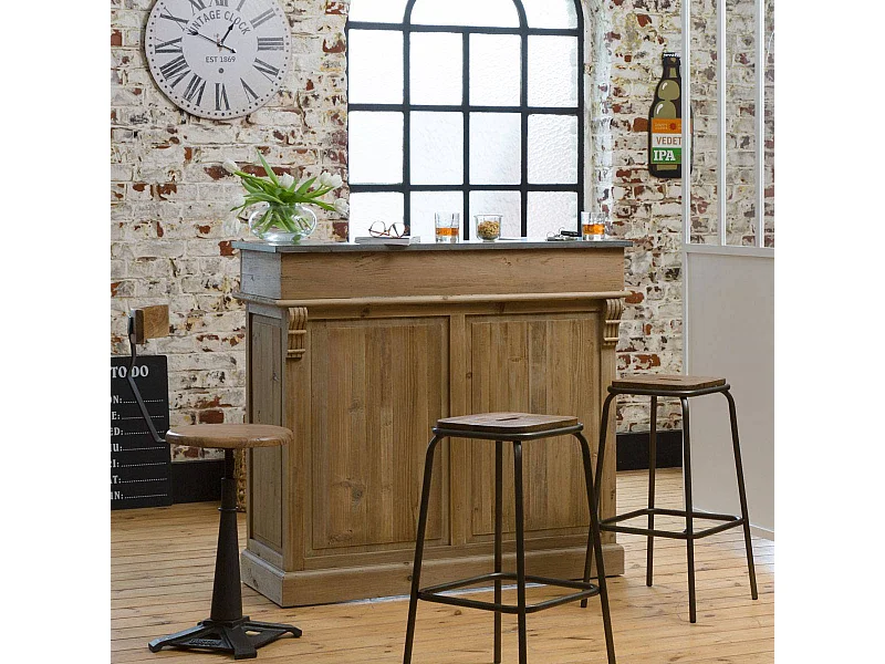 Armario mueble bar en madera reciclada 120cm Garance