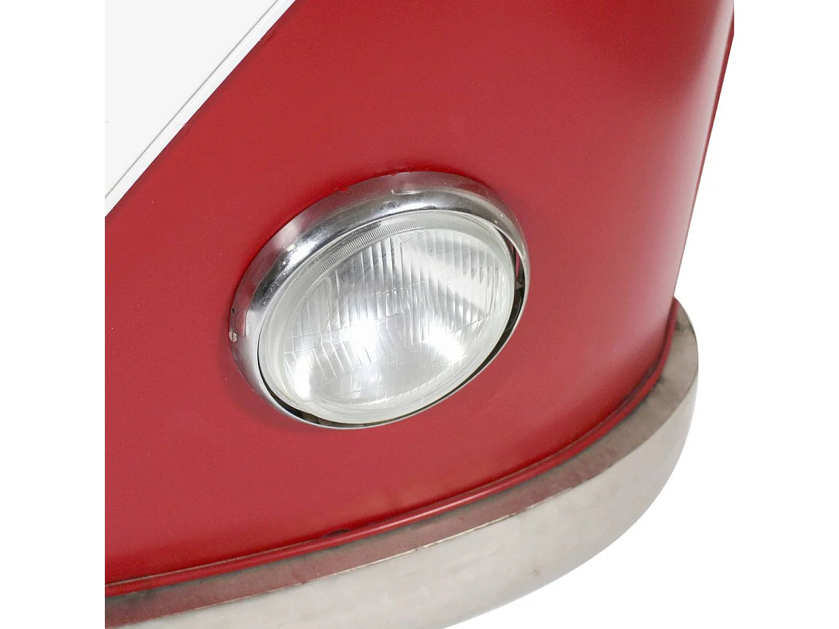 Meuble bar rouge avec plateau en bois de manguier Combi