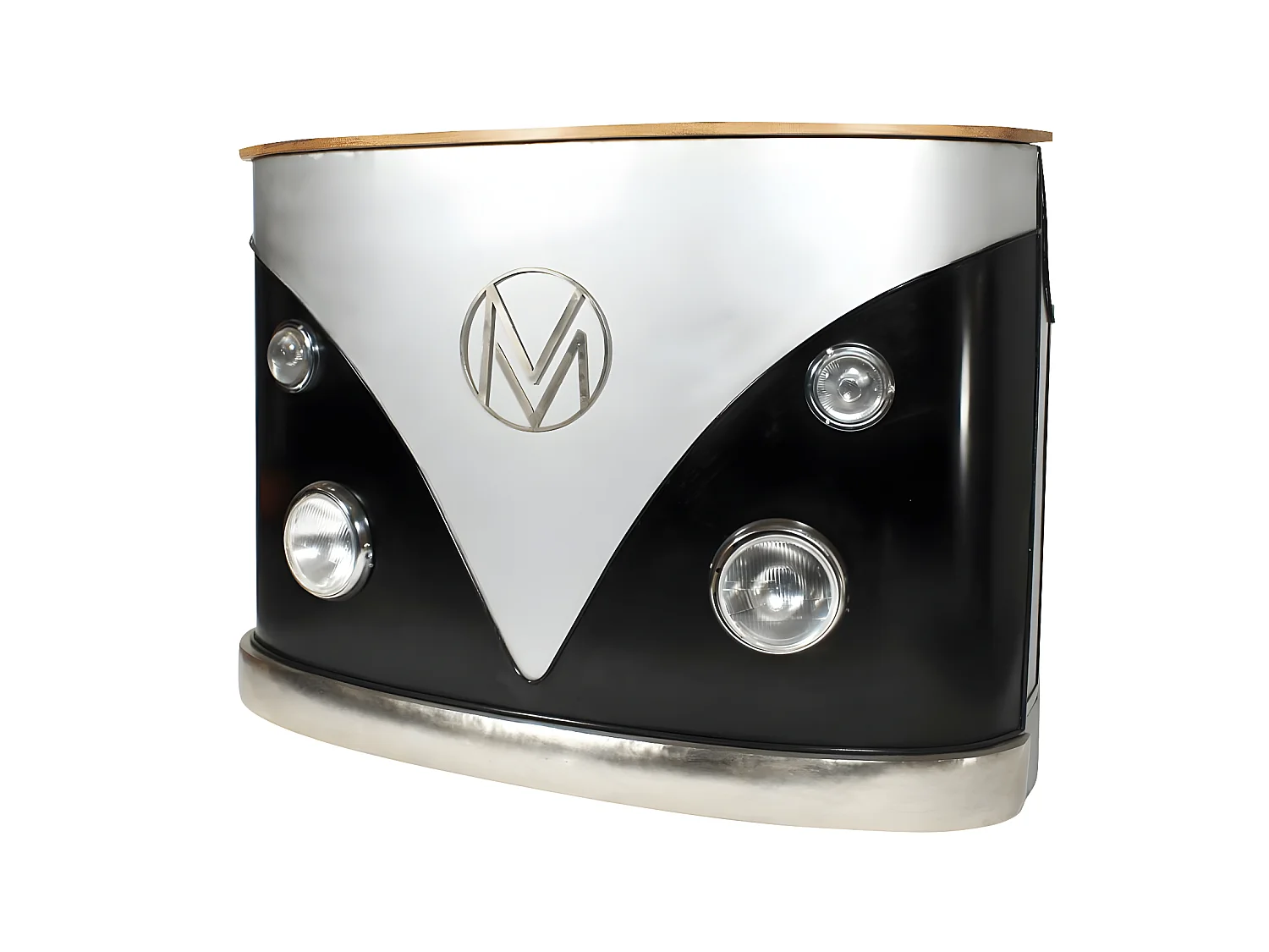 Meuble bar noir avec plateau en bois de manguier Combi