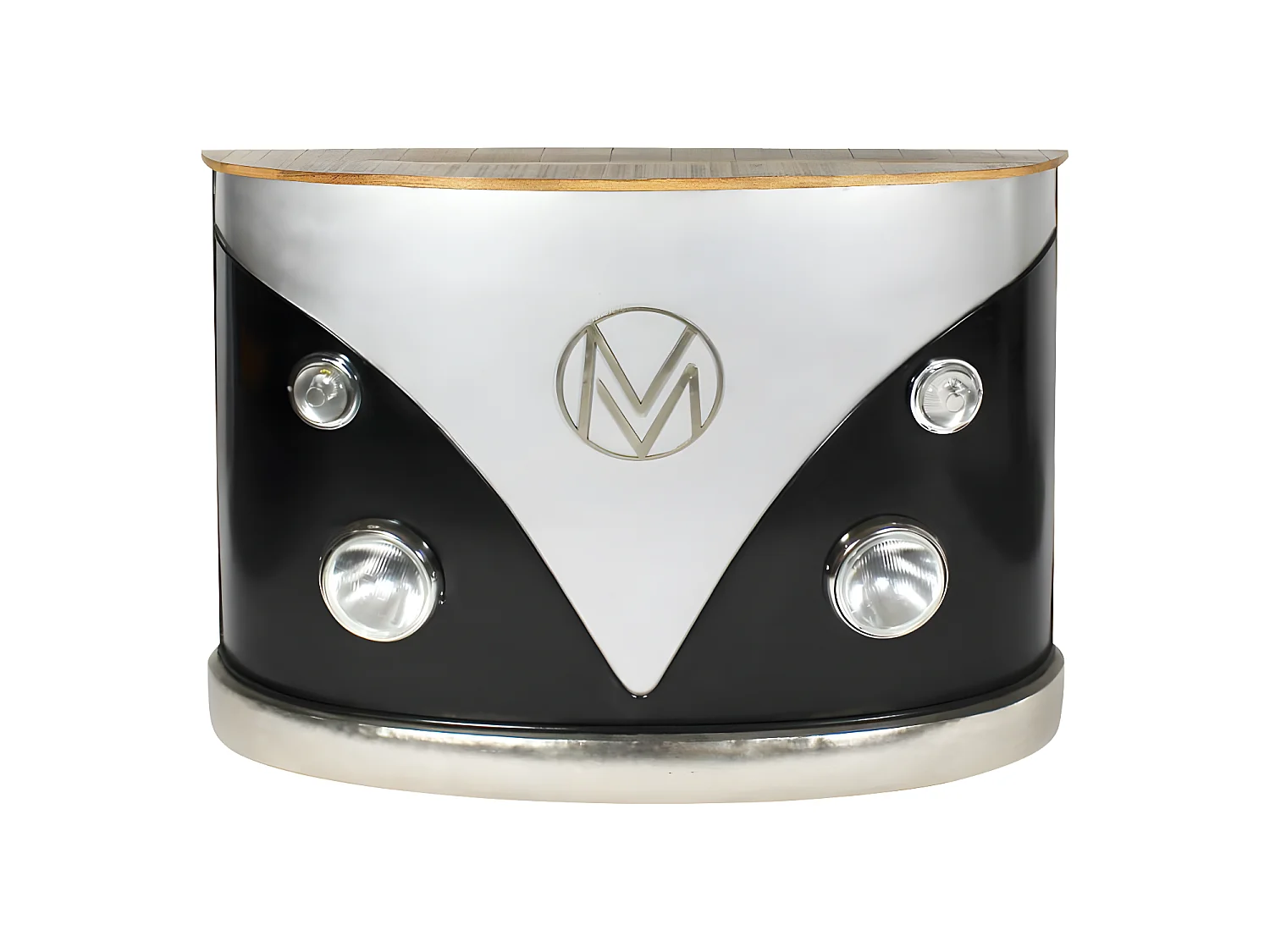 Meuble bar noir avec plateau en bois de manguier Combi