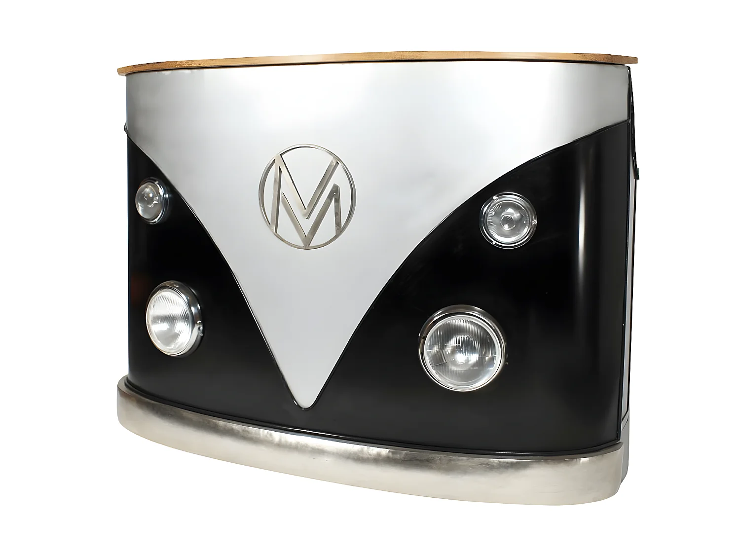 Meuble bar noir avec plateau en bois de manguier Combi