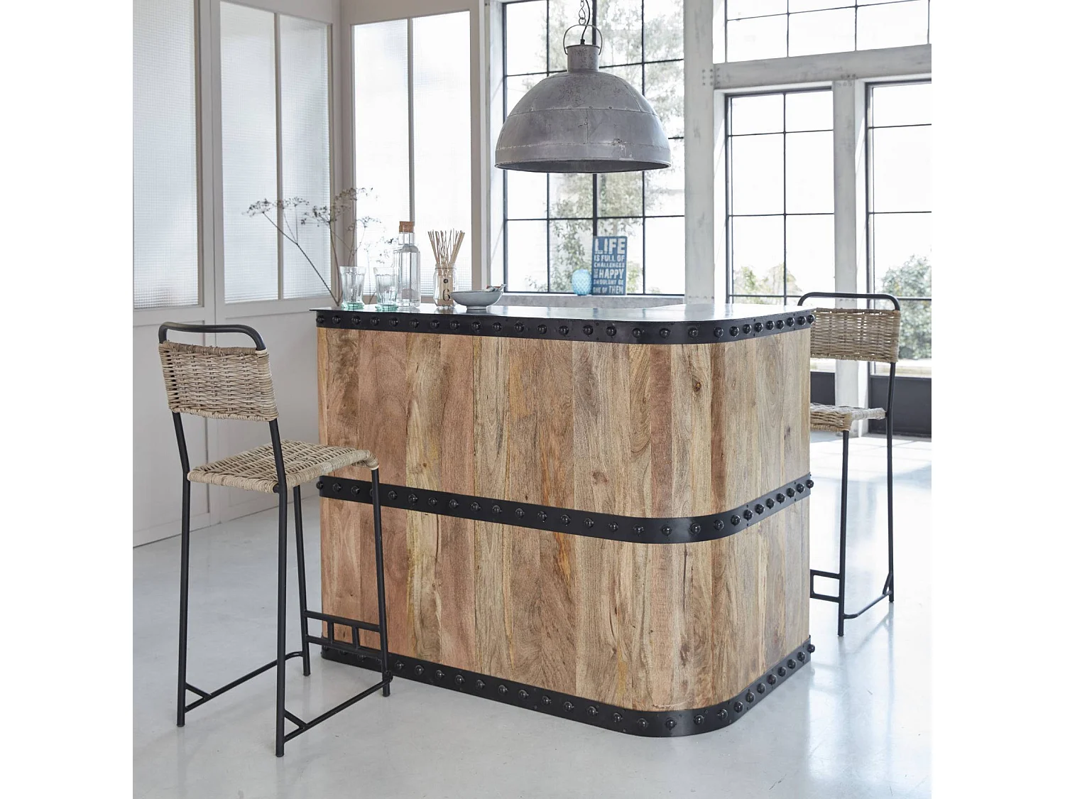 Meuble bar en bois de manguier New-York