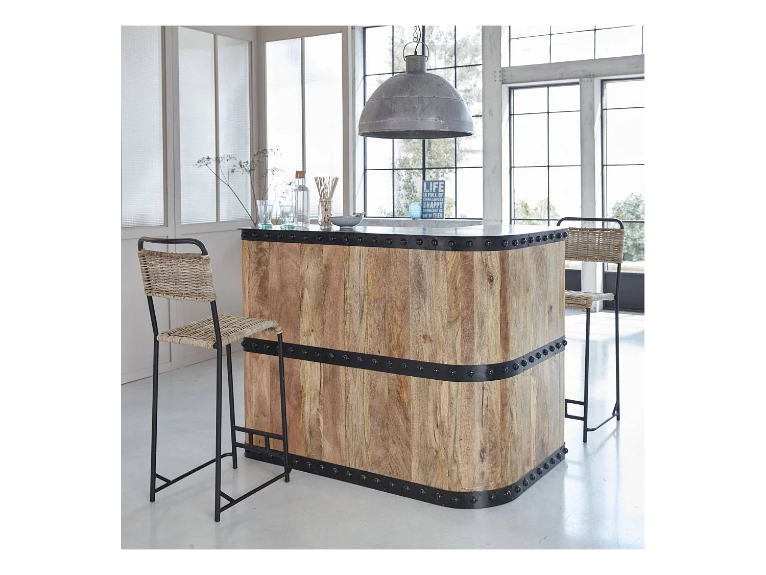 Meuble bar en bois de manguier New-York