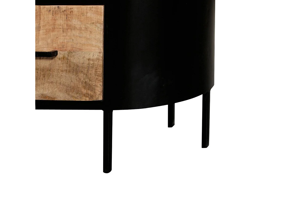 Buffet industrial de metal y madera de mango Achille - Amplio espacio de almacenamiento con puerta batiente y cajones centrales