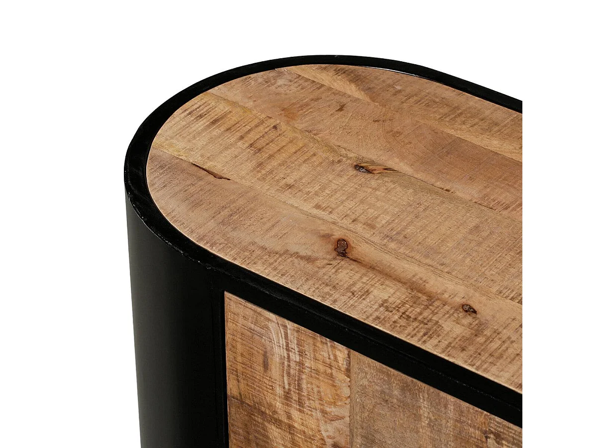 Buffet industrial de metal y madera de mango Achille - Amplio espacio de almacenamiento con puerta batiente y cajones centrales
