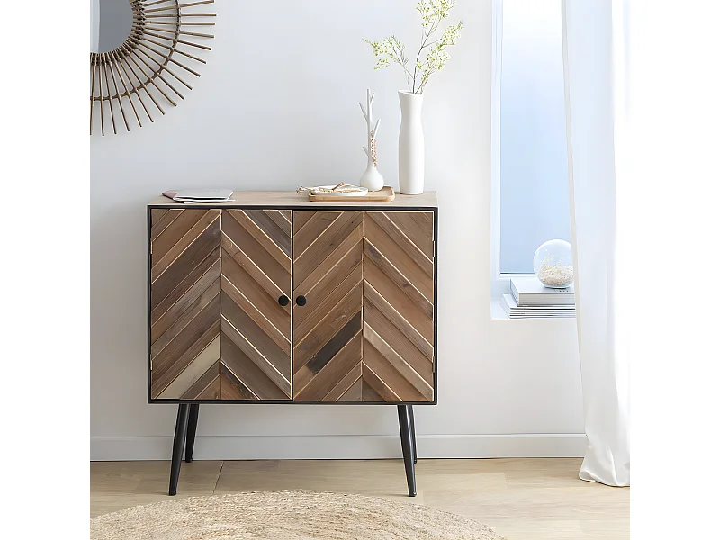 Buffet industrial de madera de pino Maxine con motivo dinámico