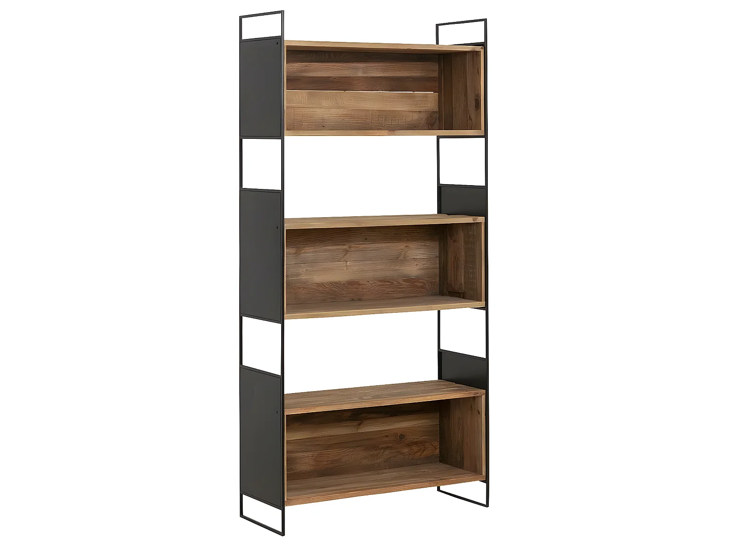 Estantería de madera reciclada Blaise 90 cm, estilo industrial, con grandes nichos e imperfecciones naturales