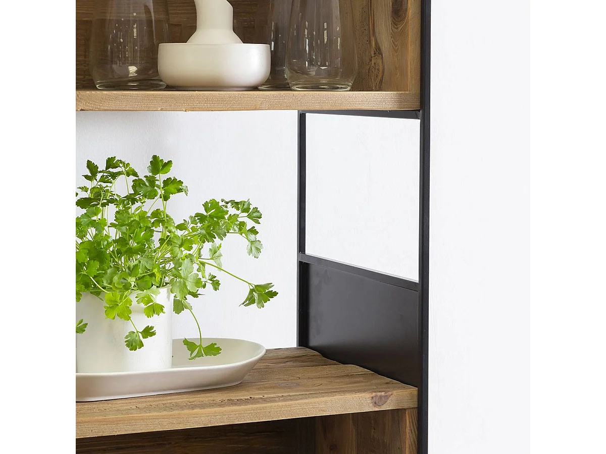 Estantería de madera reciclada Blaise 90 cm, estilo industrial, con grandes nichos e imperfecciones naturales