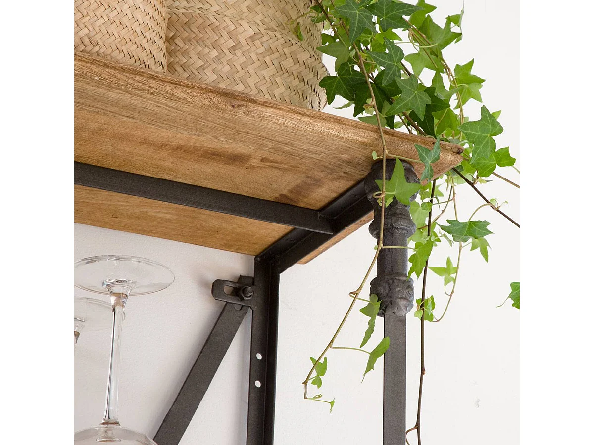 Bibliothèque en métal et bois de manguier Marcel