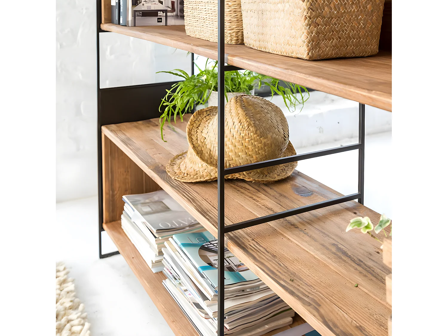 Bibliothèque en bois recyclé 180 cm Blaise